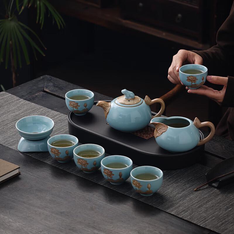Hongyu Ruzhou Kiln 10-Piece Ceramic Tea Set