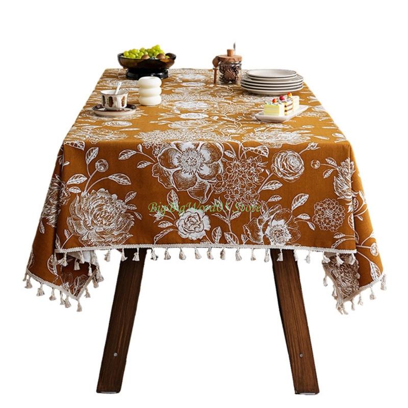 24TE Fleckschutz Blumen Tischdecke Waterproofie Polyester Tischdecke Pflegeleicht Home Office Dekoration