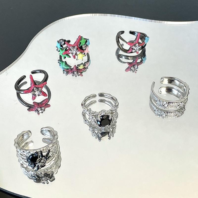 Dark Spider Dopamine Star Open Ring Cold Wind Personality Advanced Sense Index Finger Ring