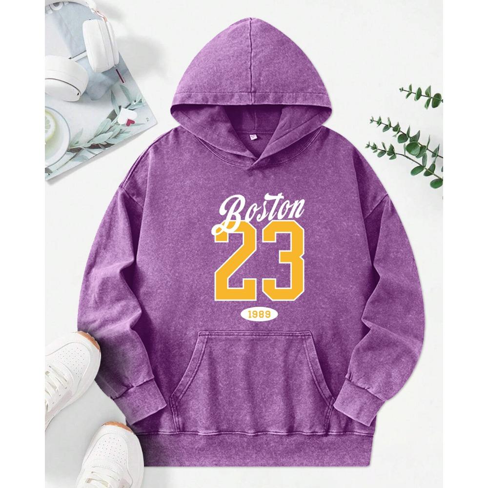 Art Word Boston 23 Printed Women Washed Hoodie Fashion Multicolor Hoody Casual Oversize Streetwear Clothes