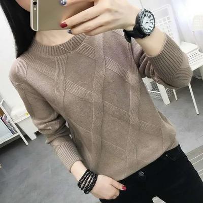 Woman's Spring Autumn Long Sleeve Round Neck Pullover Bottoming Shirt Casual Outside Wear Sweater