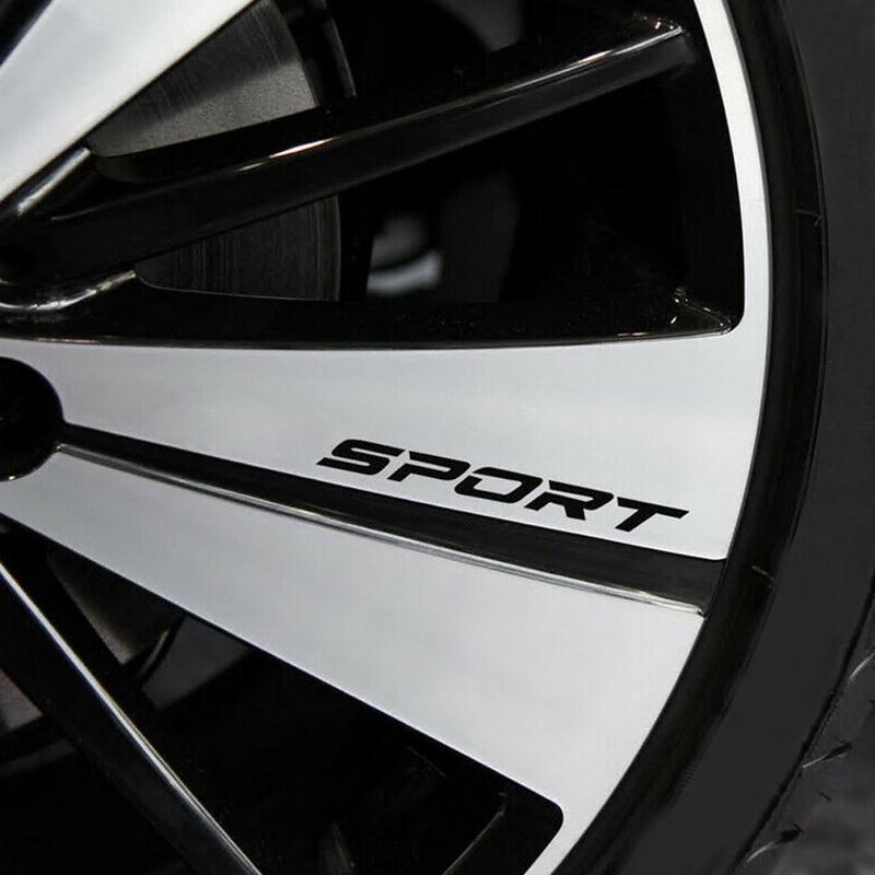 4pcs Creative Racing SPORT Letter Sticker Auto Car Rims Wheel PET Decal Waterproof Car Styling Decoration Auto Accessories