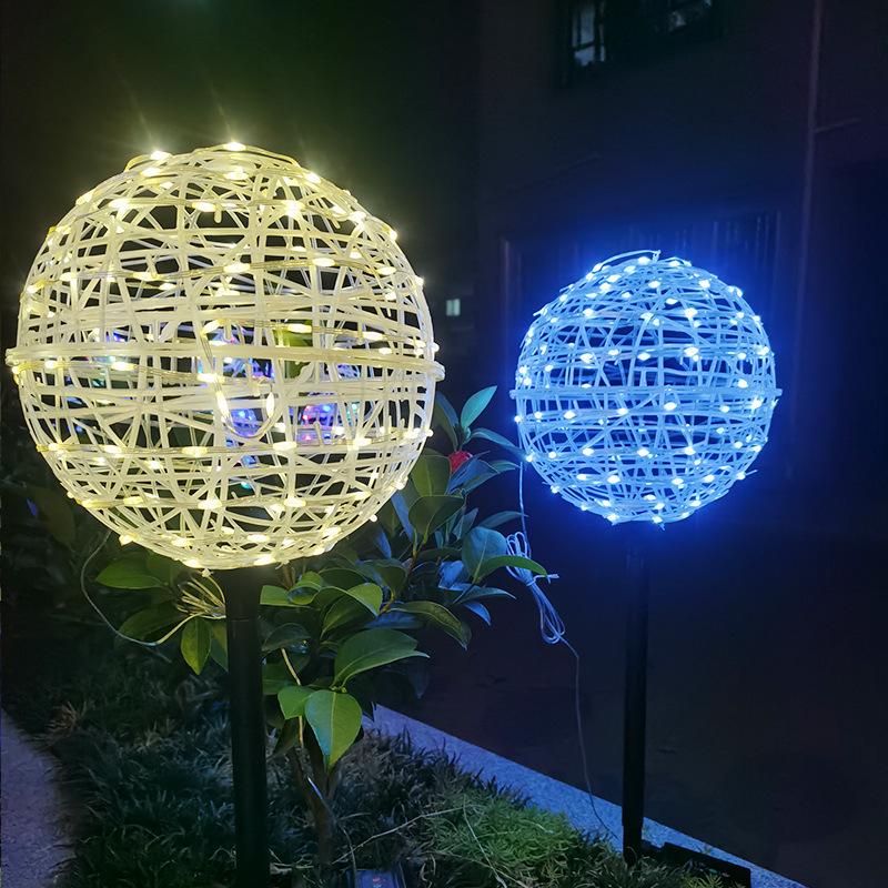 Waterproof Solar Rattan Ball String Lights for Outdoor Trees and Courtyard Decoration