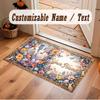 Floral Garden Theme Crystal Velvet Floor Rug Personalized Custom Name Text Warm Carpet Home Decoration