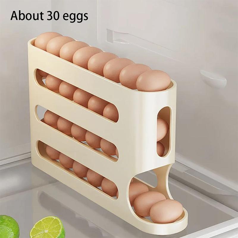 Automatic Roll-out Egg Storage Device Household Refrigerator Storage Box Egg Box Can Hold 30 Eggs High Quality Egg Rack Kitchen