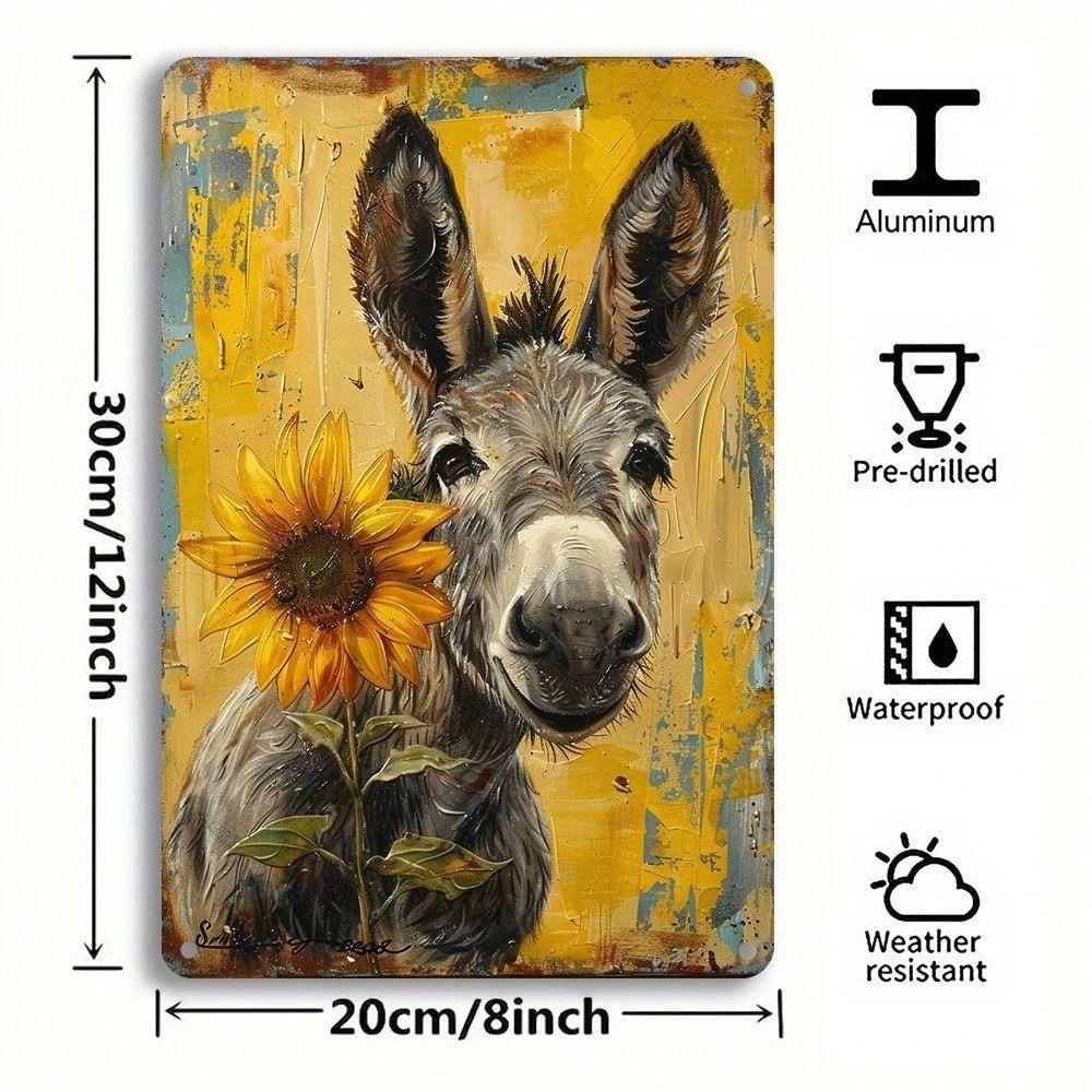 Vintage Metal Poster Donkey Wall Art Decor for Bar Cafe Garage