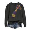 Damenmode Bedrucktes Langarm Locker Rundhals Sweatshirt Top