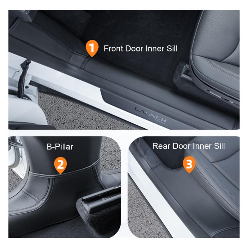 For Tesla Model Y Juniper 2025 Leather Threshold Strip Guard Pad Door Sill Protector Kit Door Welcome Pedal Threshold Strip Pad