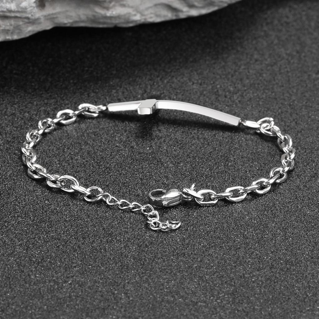 Mens Stainless Steel Cross Rolo Chain Bracelet,Waterproof Never Fade Links Wristband,Religious Christian Jewelry Gifts