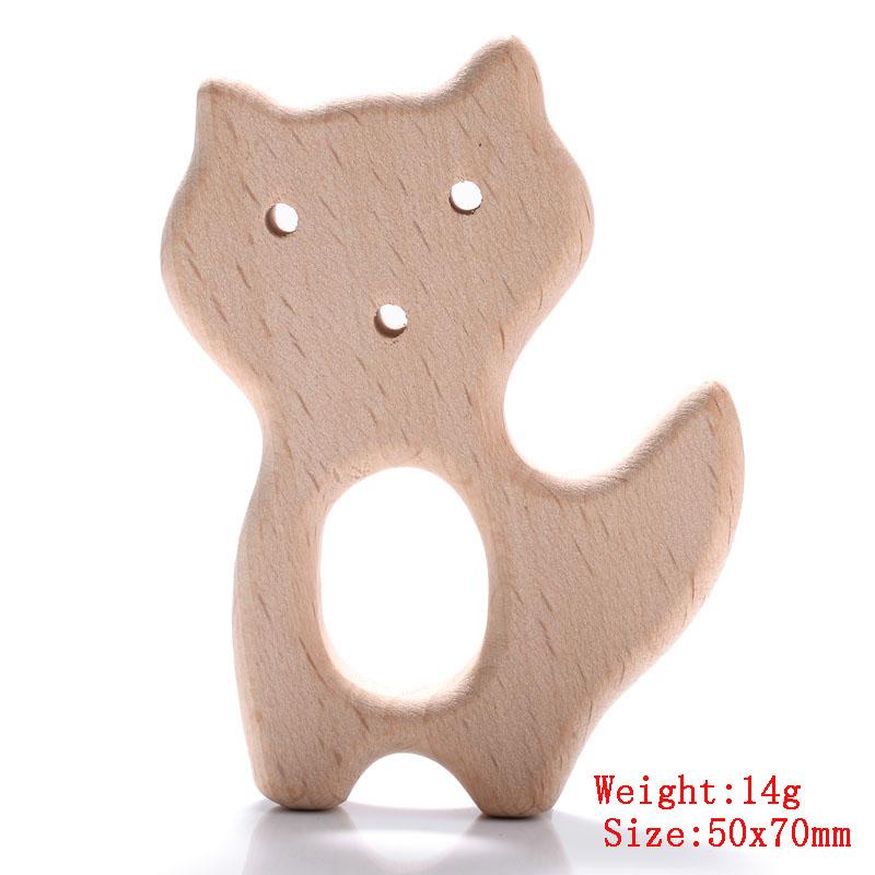 5Pcs/Lot Baby Pacifier Chain Chew Accessories Animal Shape Natural Beech Teething Wooden Teether Pendant Accessories