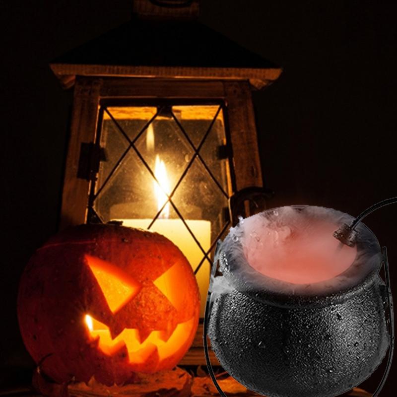 Halloween Hexe Topf Kessel Party Requisite Farbwechselnde Feiertags Requisite Dekoration Nebelmaschine Rauch Nebel Maschine mit LED Licht