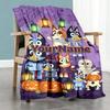Bluey 22 Customize Text Blanket Cozy Personalized Blanket Soft & Cozy Versatile for Seaside Livingroom Office Chair Nap Four Seasons Multipurpose