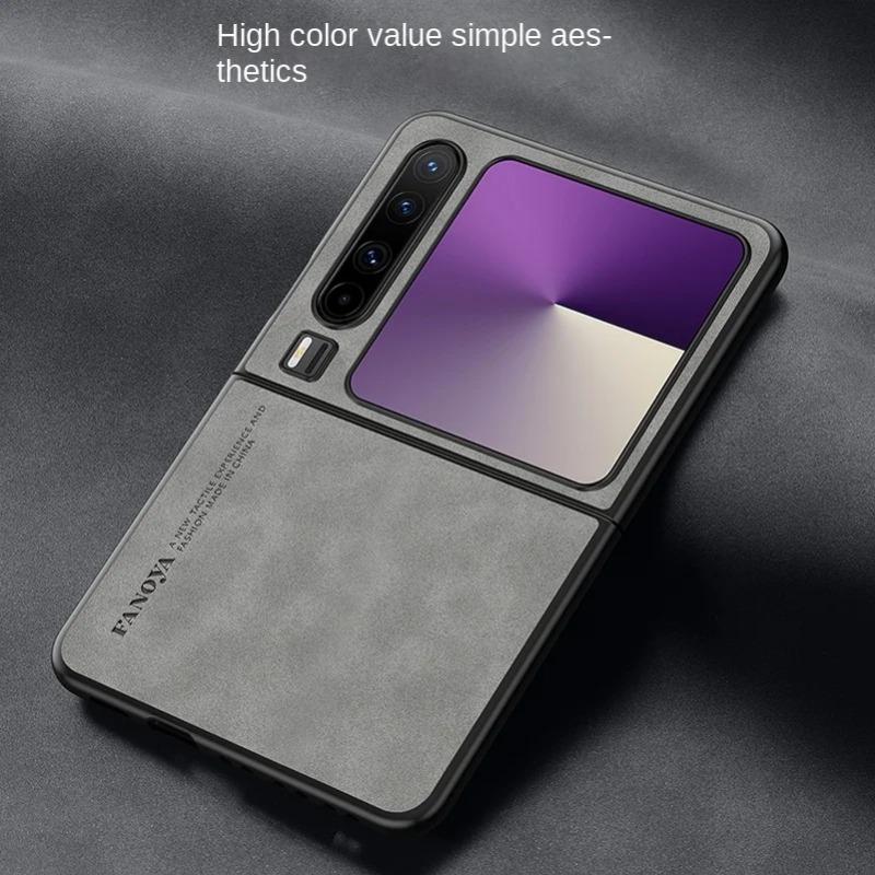 Pro Huawei Pura X Luxusní pouzdro z ovčí kůže na skládací telefon pro Huawei Pura X VDE-AL00 Ochranný nárazuvzdorný silikonový okrajový nárazník