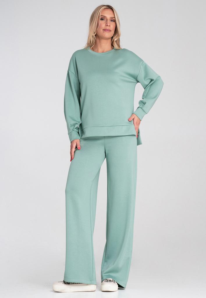 Women's Hoodie Without a Hood - Asymmetrical Women's Sweatshirt - Mint M1203 R. S/M