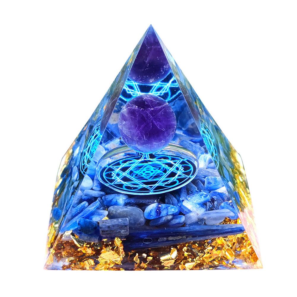 Energy Generator Orgone Pyramid Amethyst Peridot Healing Natural Crystal Reiki Chakra Generator Orgonite Pyramid Meditation Tool