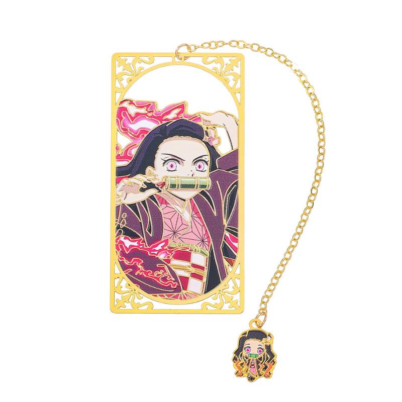 Anime Demon Slayer No Yaiba Metal Bookmark Tanjiro Nezuko Zenitsu Anime Cosplay Gift For Students Stationery Collection Bookmark