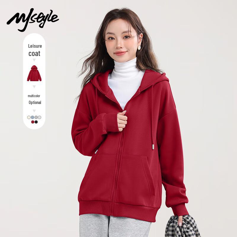 MJ STYLE Women's Loose Fit Hooded Cardigan Sweatshirt