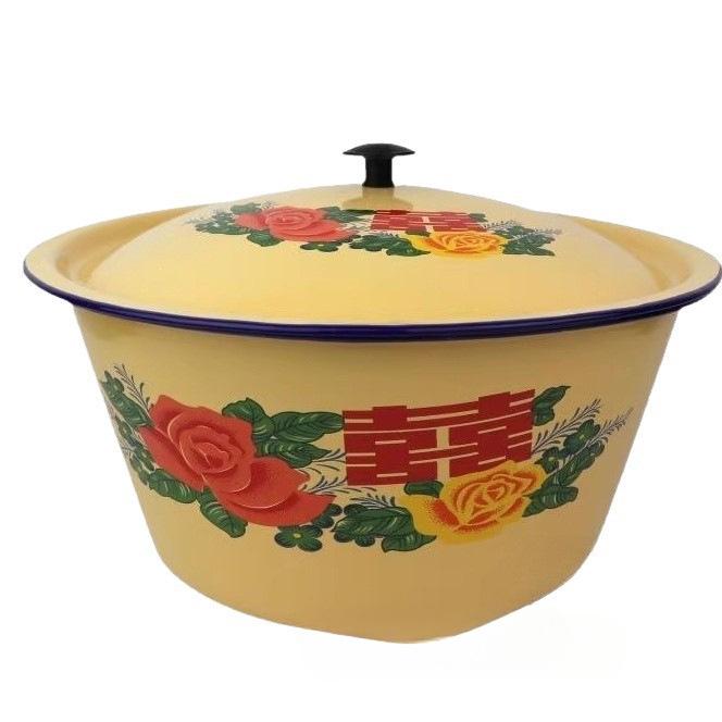 Enamel Lard Storage Jar with Lid for Refrigerator and Chili Oil