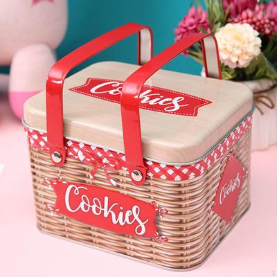 Cookie Tin Candy Box Countertop Treats Decorative Metal Snack Jar Storage Container for Food Tea
