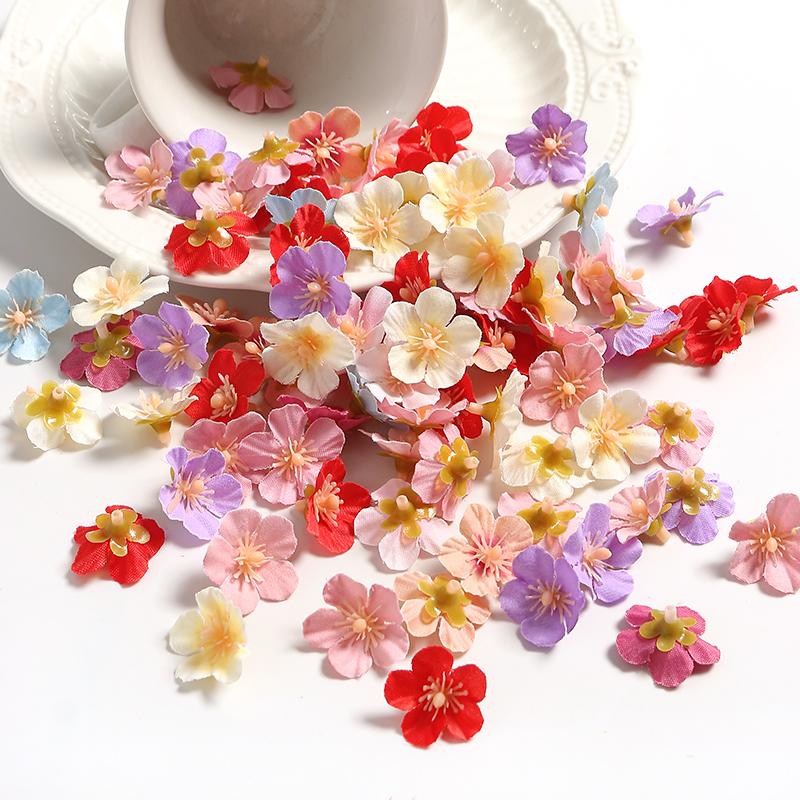 50/100Pcs Mini Artificial Flower Head Cherry Blossom Petals for Home Decortion Mother's Day DIY Garden Party Bride Wedding Decor