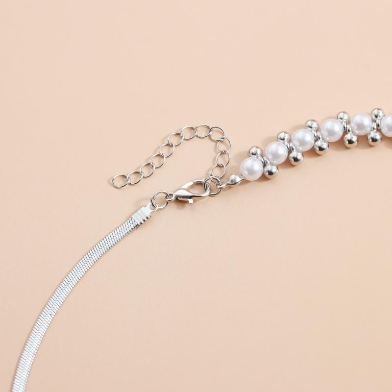 Elegant Simulated Pearl Y-Shaped Lariat Necklace Snake bone Chain Irregular Pearl Drop for Women Bridal & Banquet Jewelry