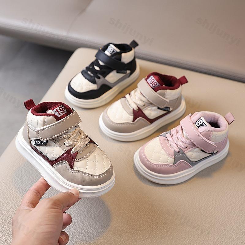 Boys Girls Casual Sports Shoes Winter Plush Warm Children's Board Shoes Lightweight Kids Boot Soft Soled Baby Toddler Shoes