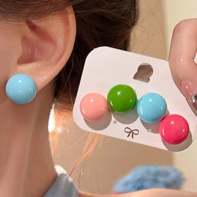 Boucles d'oreilles rondes bonbon simples style ins tempérament boucles d'oreilles polyvalentes niche haut de gamme boucles d'oreilles femmes
