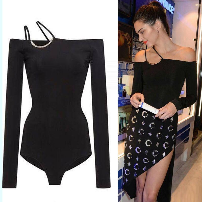 Modal European and American Kendall Jenner Minimalist Strappy T-shirt