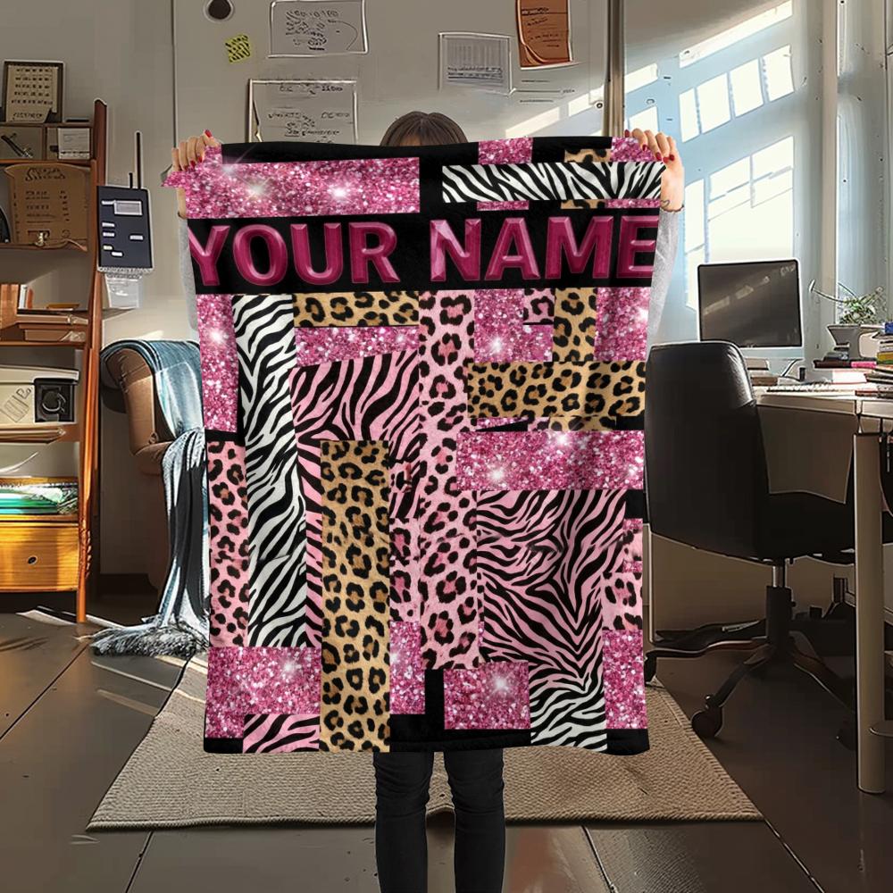1PC Custom Name Y2K Patterned Flannel Blanket Suitable For All Seasons for Home Decor Warmth and Comfort Gifts Holiday Present_xia
