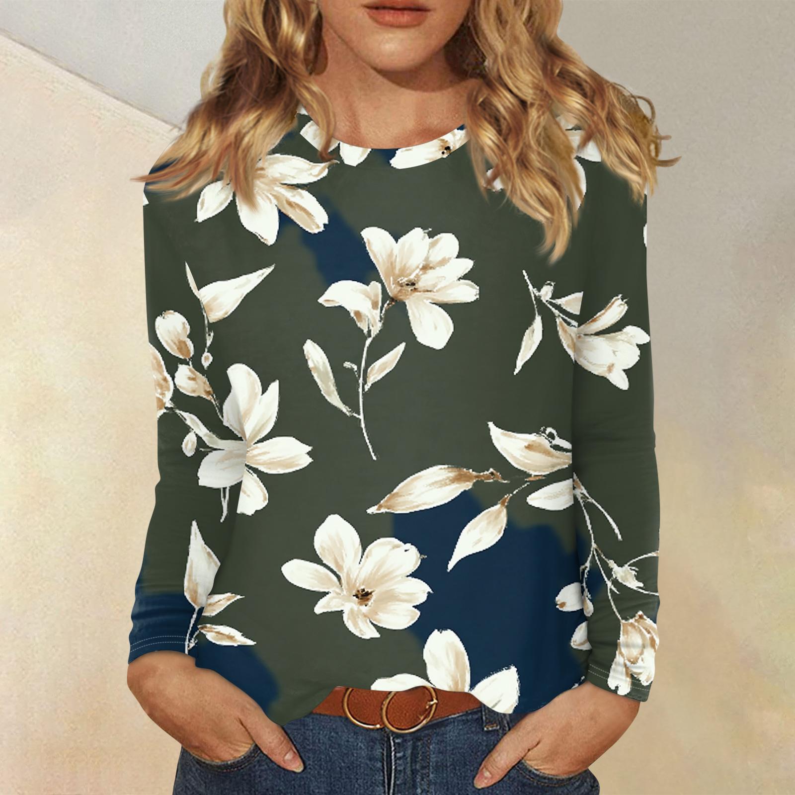 

Женский модный пуловер с цветочным принтом и длинными рукавами XXL