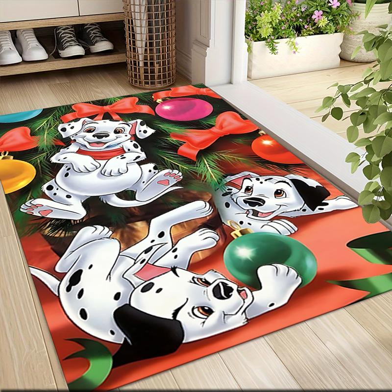 Dalmatian Dogs Christmas Decorations Carpet Rug Soft Washable Anti Slip Home Living Room Sofa Mats Personalized Christmas Rug