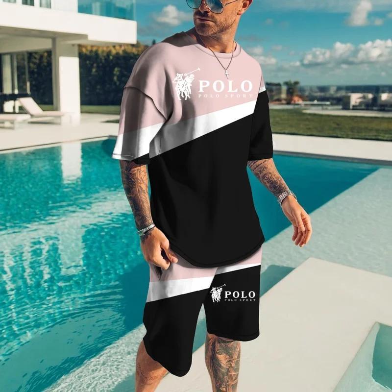 Summer Luxury Big Brand Stripe 3D Digital Printing Men's Suit Fashion Casual Wear Unisex Breathable Comfortable Men