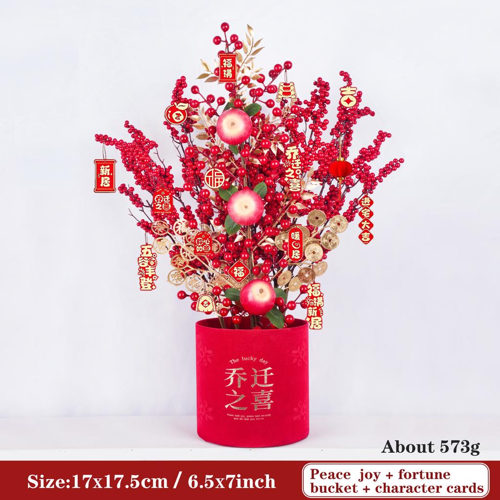 Uflower Lunar New Year Artificial flowers 2026 New Year Artificial Red Fruit Berry Pot Wedding Party Home Room Decorations