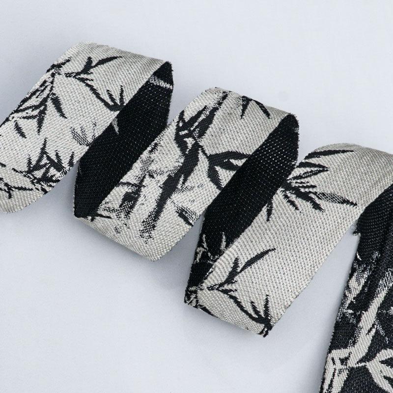 Chinesischer Stil Landschaft Tinte Bambus Drucken und Färben Imitation Hanfband Handgefertigtes DIY Schleifenband Geschenk Kuchen Verpackung Band Heimdekoration