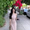 French Swan Neck One-Shoulder Summer Dress: Pleated, Waist-Cinching, Hip-Hugging Style for a Chic Look