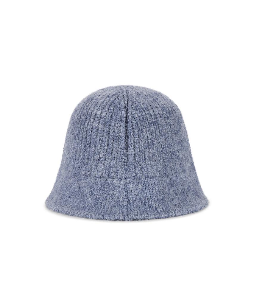 Bajal Va Curved Oval Metal Washed Knit Bucket Hat Soft Blue
