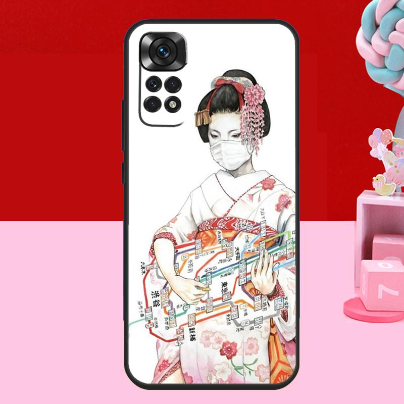 Japanese Geisha Case For Xiaomi Redmi Note 14 13 12 11 10 15 Pro Plus Redmi 15 C 13C 10C 12C 14C Soft Cover