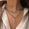 17KM Gothtic Gold Multilayer Snake Heart Necklace For Women Bohemian Animal Green Beads Chain Necklaces