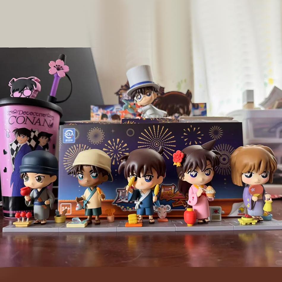 Original Detective Conan Anime Figure Conan Edogawa Action Figure Q Version Collectible Model Doll Toys Desktop Decoration Gifts