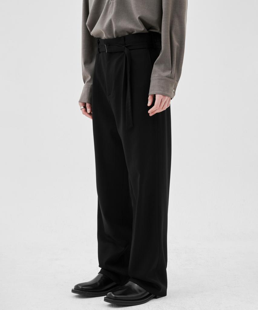 MUILL Double Loop Belted Slacks (Black)