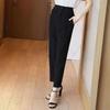 Simplicity Office Lady Summer Suit Pants Thin Women Solid Pockets Button Zipper High Waist Chic Slim Haren Ankle Length Trousers