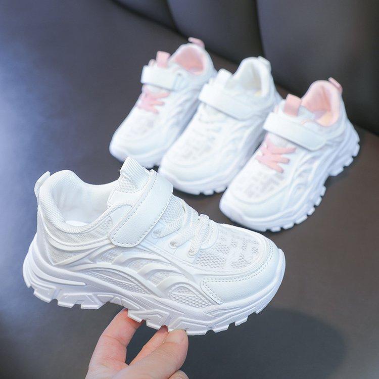 2025 spring and summer new children's net-through sports shoes girls running shoes boys Velcro shoes