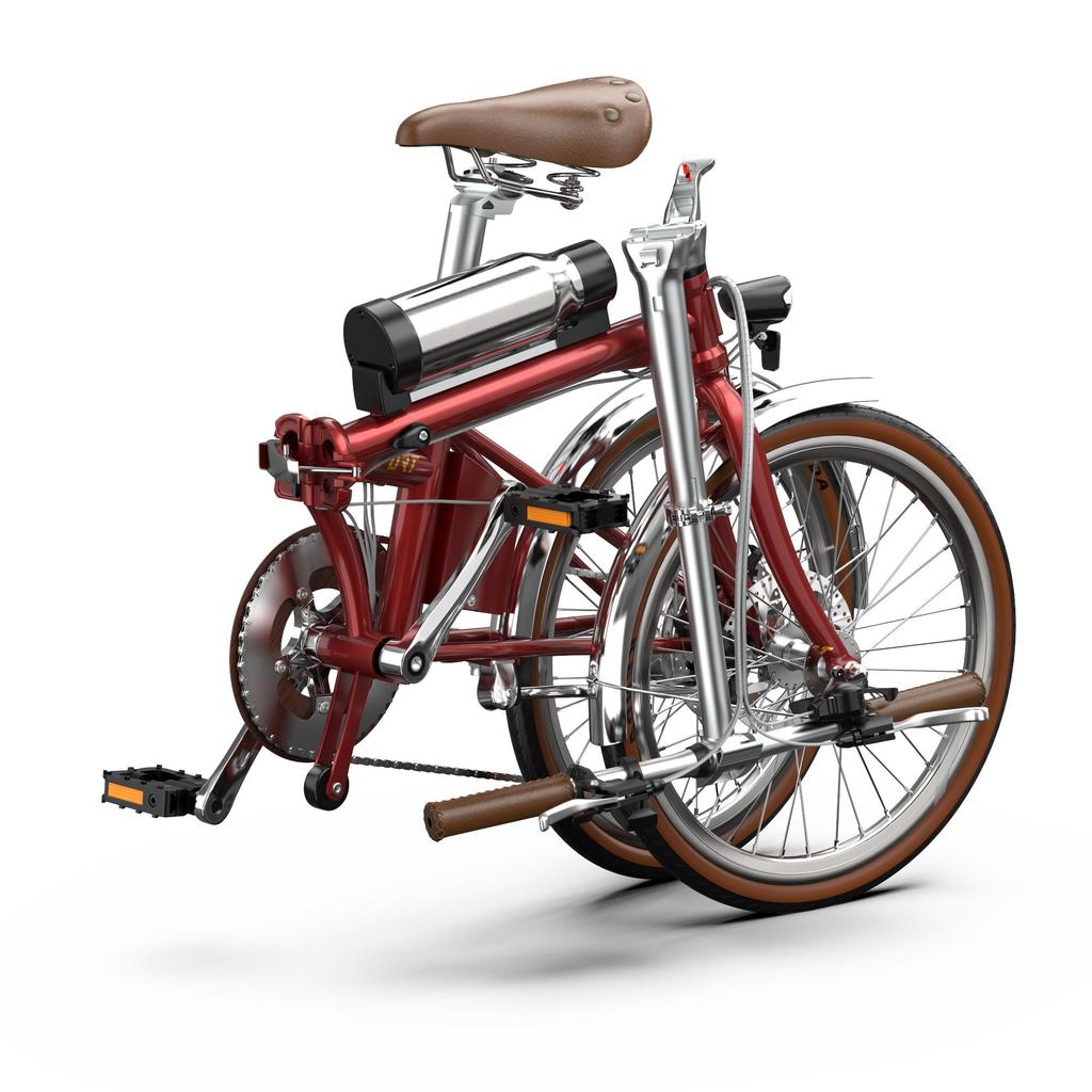 OT02PRO, rosso/verde, potenza motore 250W, 36V, batteria staccabile 5.2AH, pneumatici 20*1.35 pollici, bicicletta elettrica da città, velocità massima 25KM/H