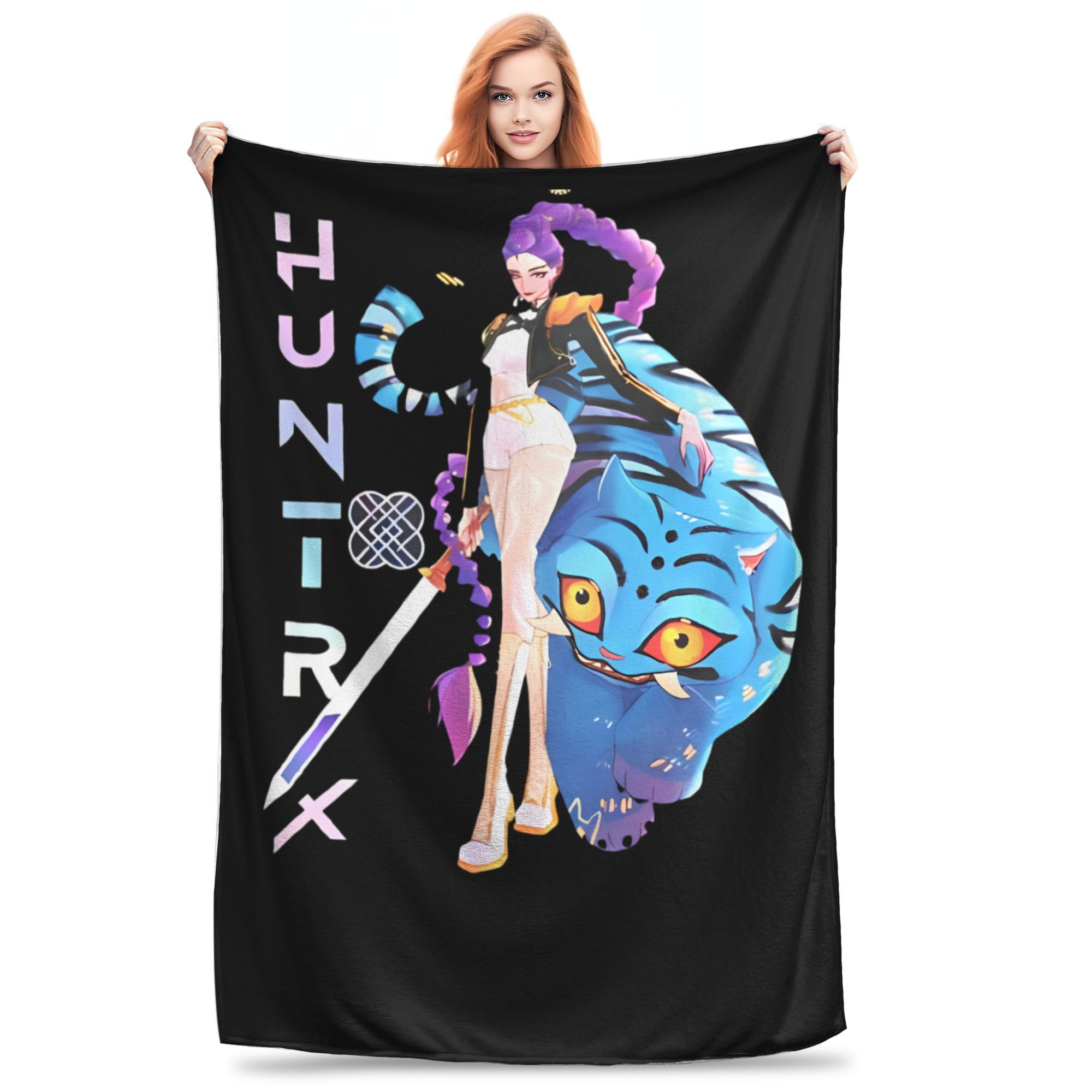 

Плед Huntrix Kpop Охотники на демонов Пикник Фланель Постельное белье Пледы Для спальни Супер Мягкий Дизайн Качество Покрывало Подарок на День Рождения 30x40in