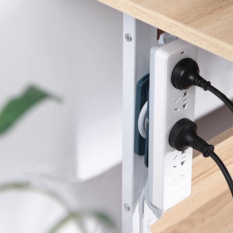 2 In 1 Socket Retainer  Wall-Mounted Sticker Punch-Free Plug Fixer Self-Adhesive Fixer Cable Wire Organizer Seamless Power Strip