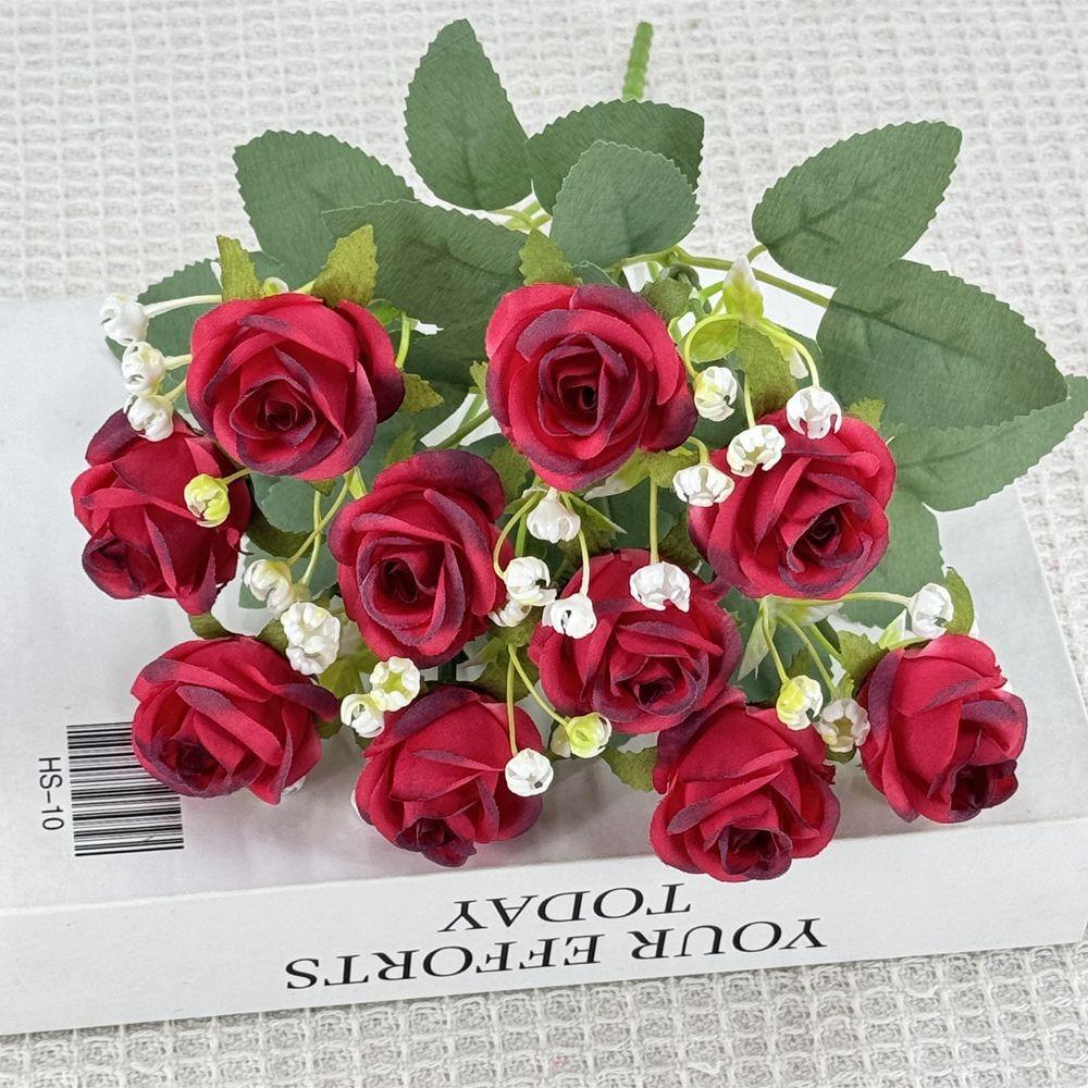 

1Pcs Rose Artificial Flowers Bouquets 10Heads Fake Flower for Home Decor Garden Wedding Decoration Party Supplies Vase Ornament красный