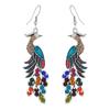 New Chinese retro ethnic style peacock painted earrings exquisite diamond-encrusted long fringed earrings high-end earrings women