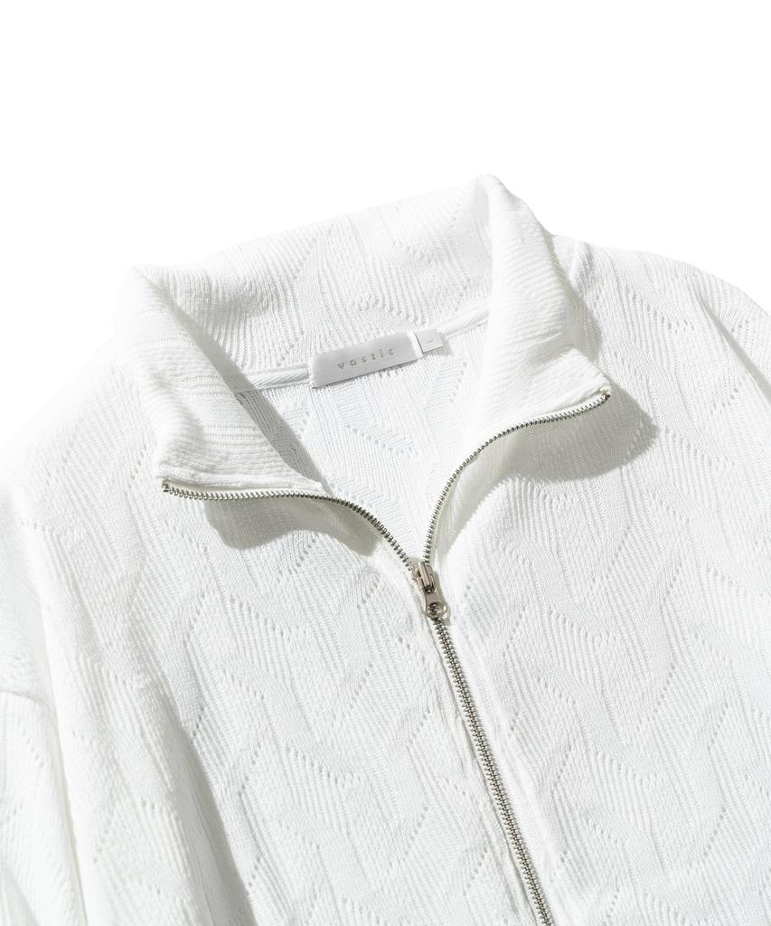 Vastic Comb Pattern Knit Zip-Up_Ivory