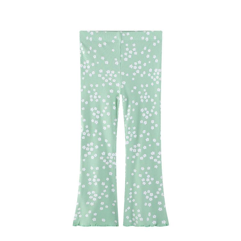 European & American Autumn Floral Girls Outerwear & Base Layer Pants 7T (Height 120-130 cm)