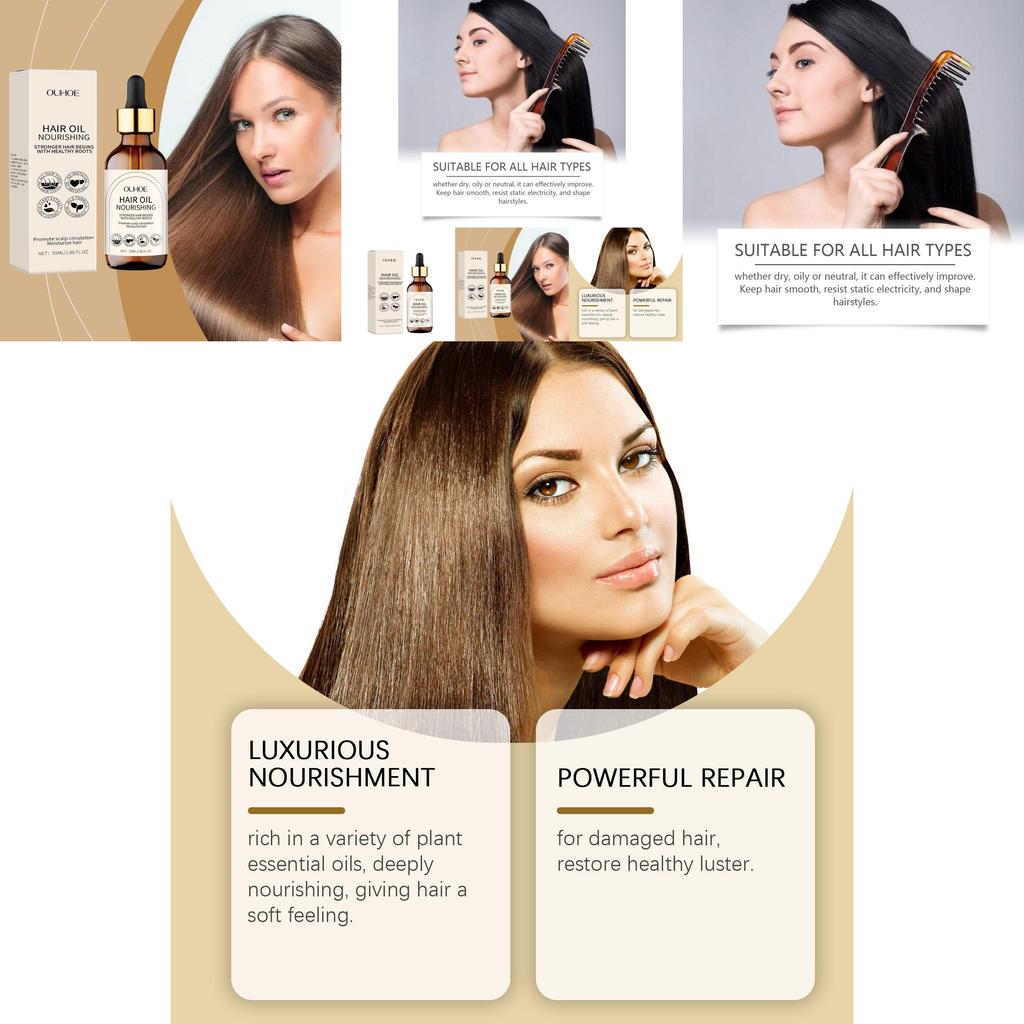 Ouhoe Nourishing Hair Oil Serum For Moisturizing Dry Hair And Detangling 55ml